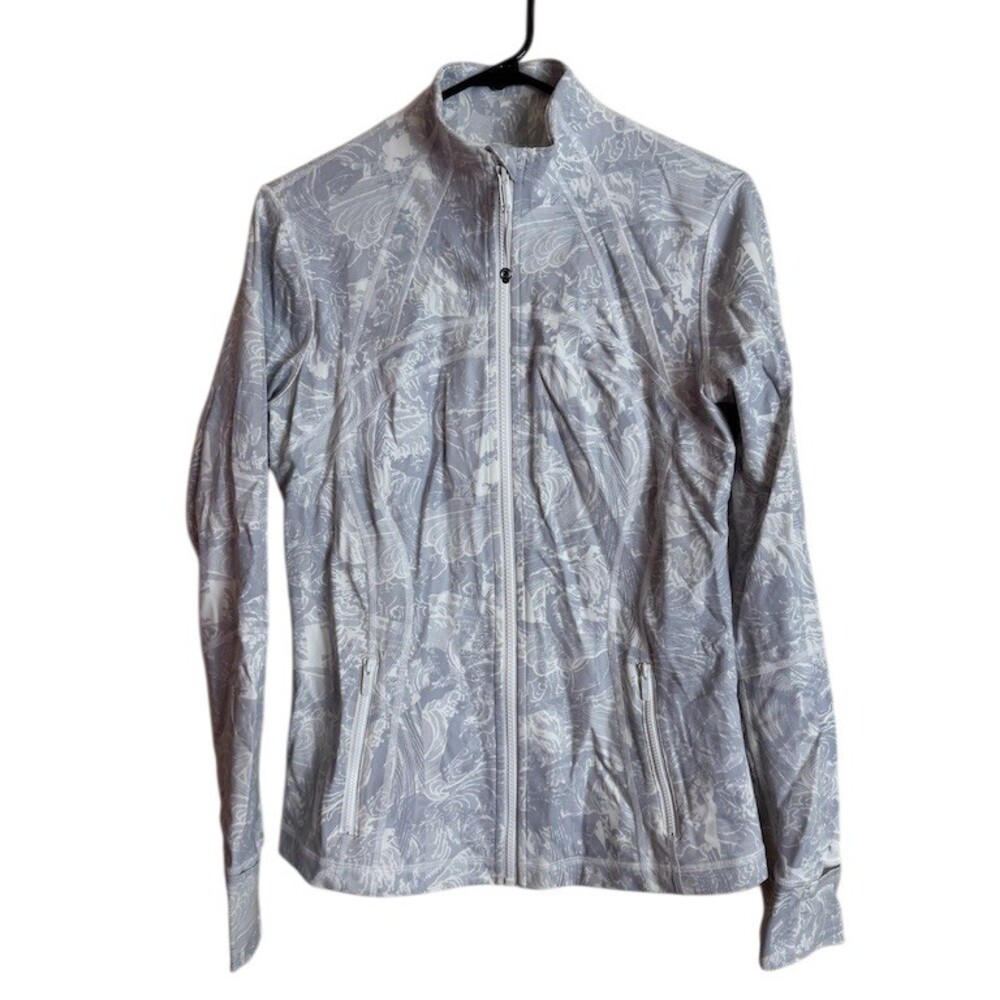 Lululemon Define Jacket Womens Size 10 Gray White Eternal Wave Full Zip